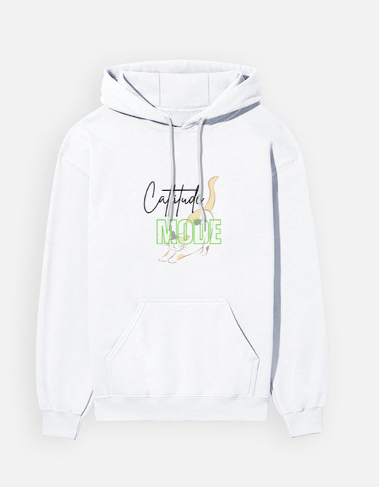 Cattitude Mode Hoodie – White Edition