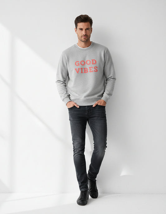 Good Vibes Premium Sweatshirt – Grey Melange
